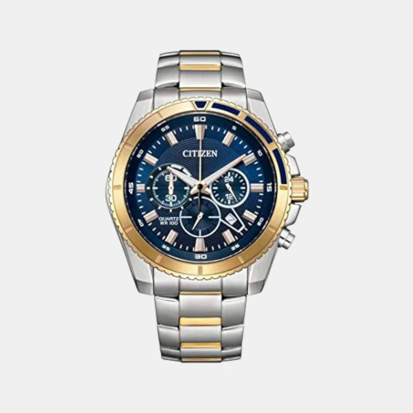 Men Quartz Blue Dial Chronograph Stainless Steel Watch AN8206-53L