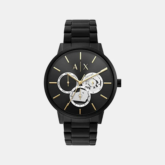 Na Men Automatic Black Dial Multi-Function Stainless Steel Watch