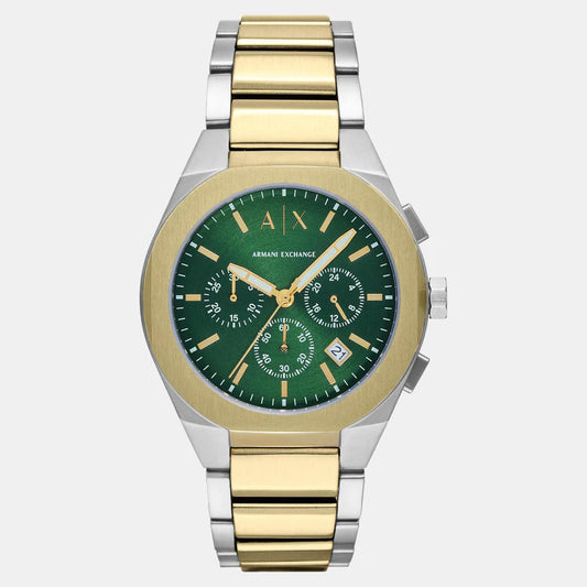 Sync Men Quartz Green Dial Chronograph Stainless Steel Watch