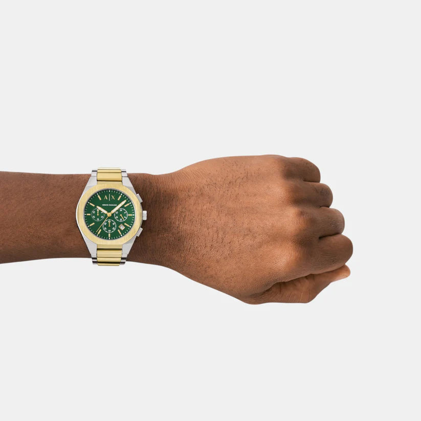 Sync Men Quartz Green Dial Chronograph Stainless Steel Watch