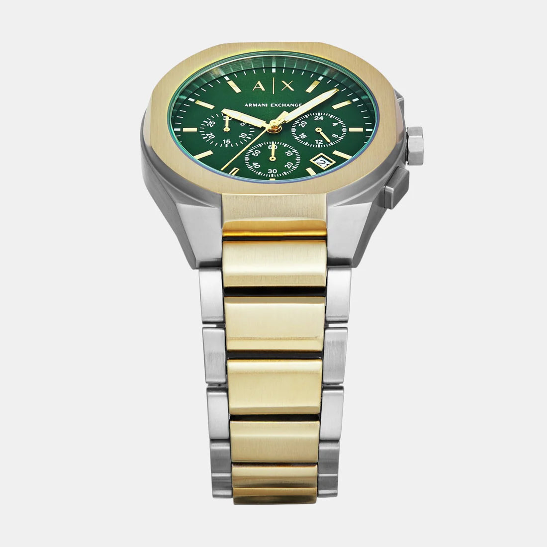 Sync Men Quartz Green Dial Chronograph Stainless Steel Watch