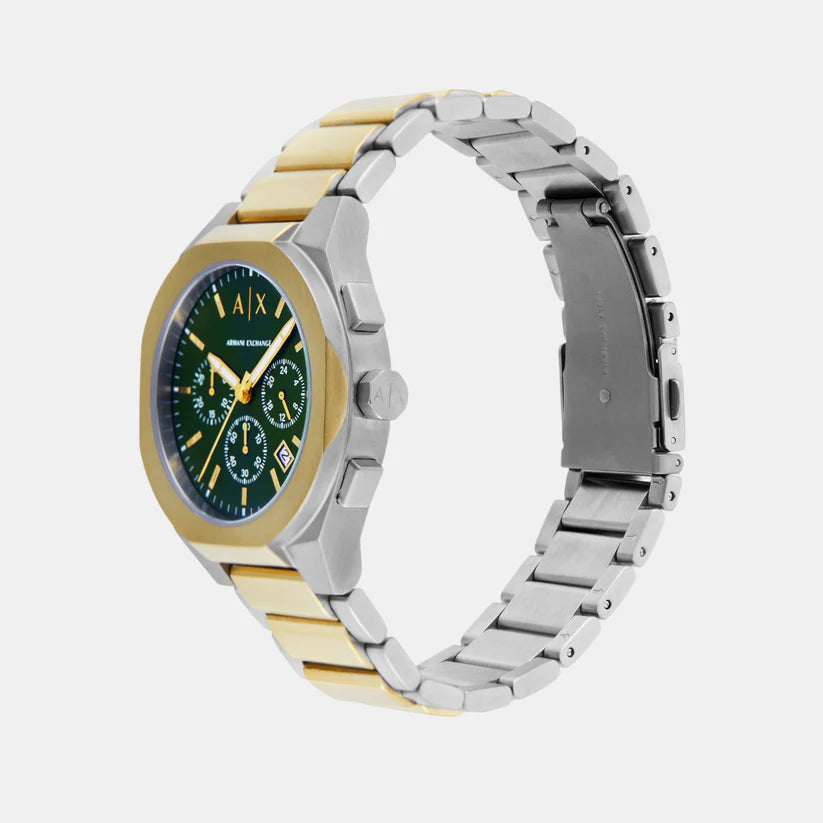 Sync Men Quartz Green Dial Chronograph Stainless Steel Watch