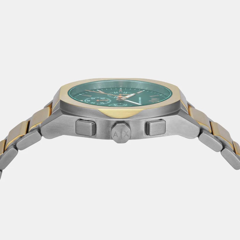 Sync Men Quartz Green Dial Chronograph Stainless Steel Watch