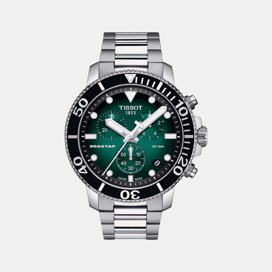 Seastar 1000 Men Quartz Green-Black Dial Chronograph Stainless Steel Watch