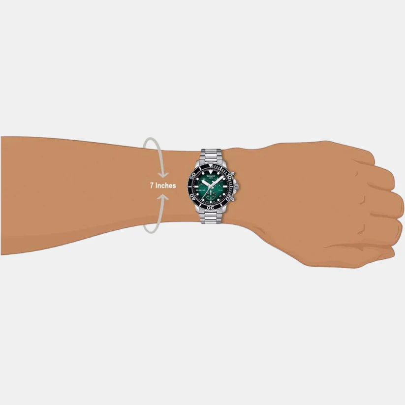 Seastar 1000 Men Quartz Green-Black Dial Chronograph Stainless Steel Watch