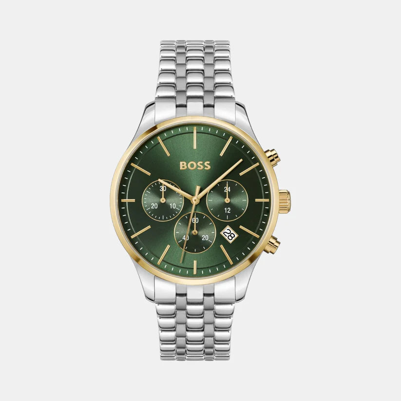 Avery Men Quartz Green Dial Chronograph Stainless Steel Watch