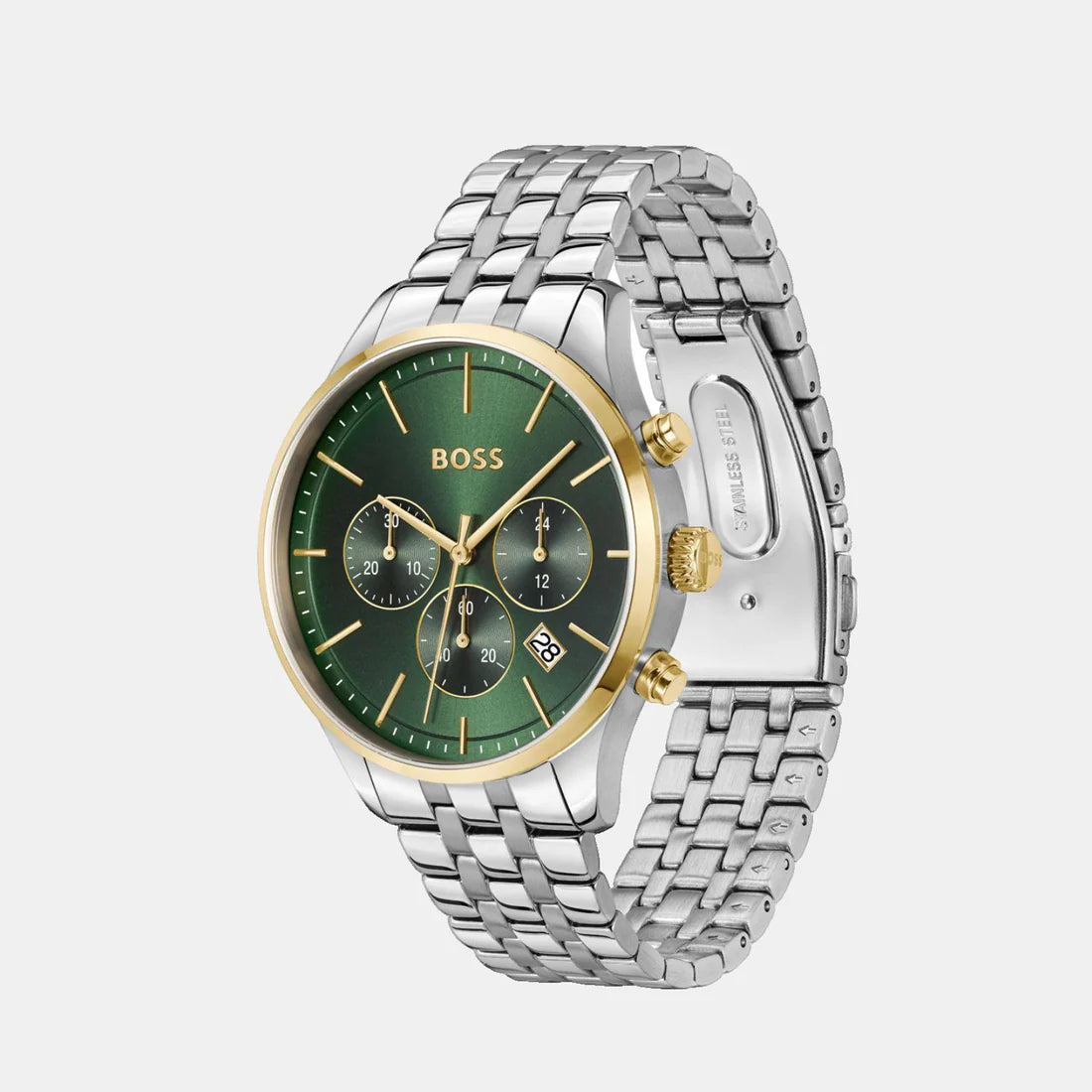 Avery Men Quartz Green Dial Chronograph Stainless Steel Watch